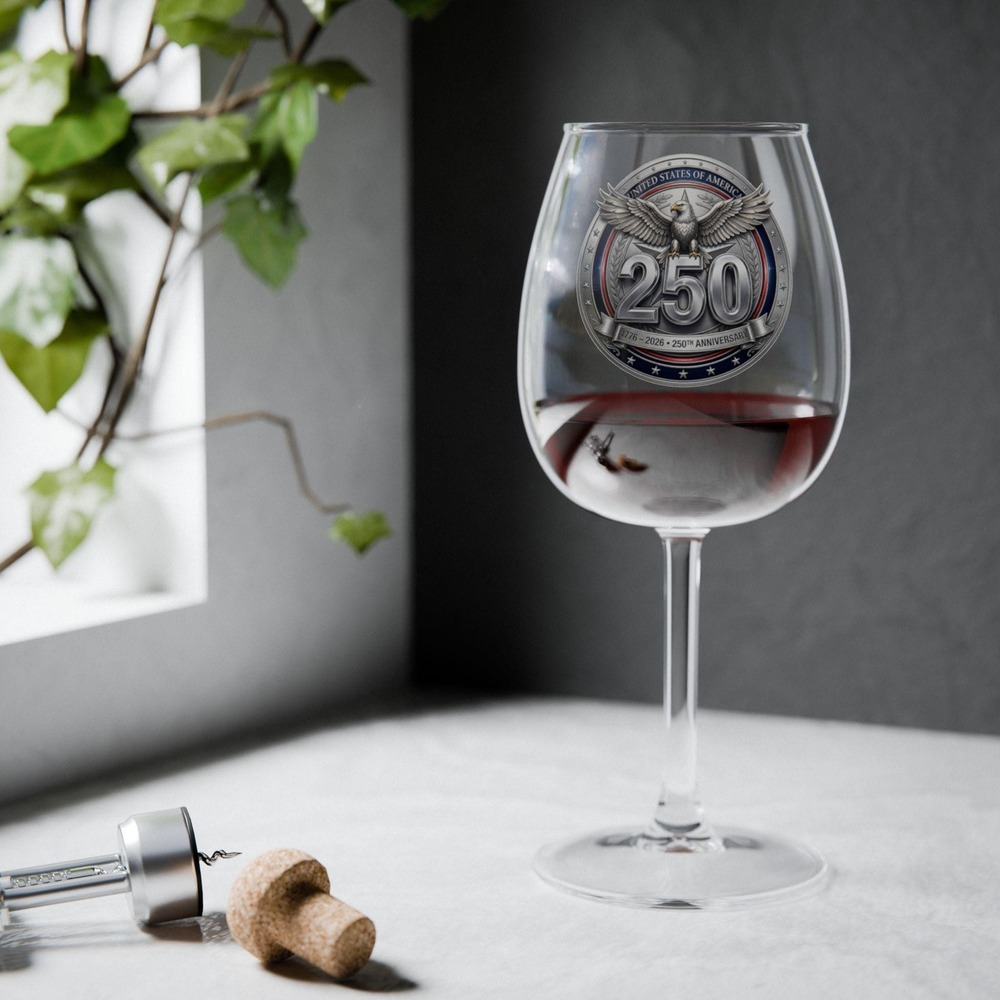USA 250th Semiquincentennial Anniversary 1776 - 2026 | Wine Glass 12oz
